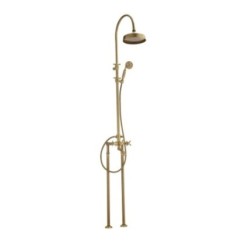 OLD FASHION Colonna doccia completa di gruppo vasca esterno su piantana a pavimento finitura ramato