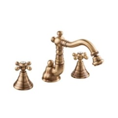 OLD FASHION Batteria bidet bocca girevole con scarico finitura nichel antico