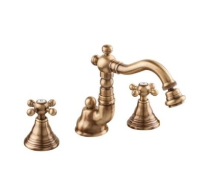 OLD FASHION Batteria bidet bocca girevole con scarico finitura dorato