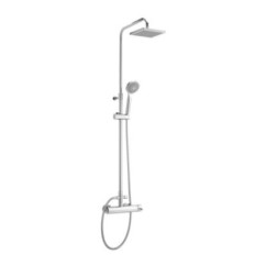 GLOBO Colonna doccia soffione quadro completa di miscelatore doccia esterno finitura cromo