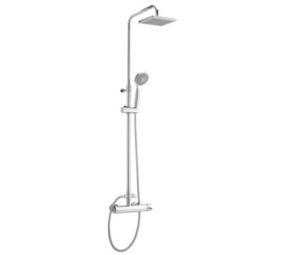GLOBO Colonna doccia soffione quadro completa di miscelatore doccia esterno finitura cromo