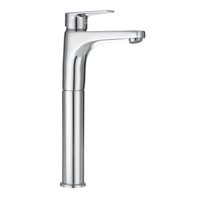 TEMA Monocomando lavabo alto con scarico automatico finitura cromo con cartuccia a risparmio d'acqua