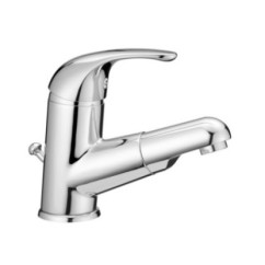 ITALY Monocomando lavabo con doccetta estraibile finitura cromo con cartuccia a risparmio d'acqua