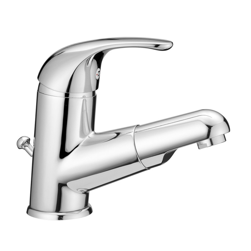 ITALY Monocomando lavabo con doccetta estraibile finitura cromo con cartuccia a risparmio d'acqua