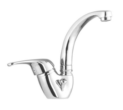 ITALY Monocomando lavabo canna alta con scarico automatico finitura cromo con cartuccia a risparmio d'acqua