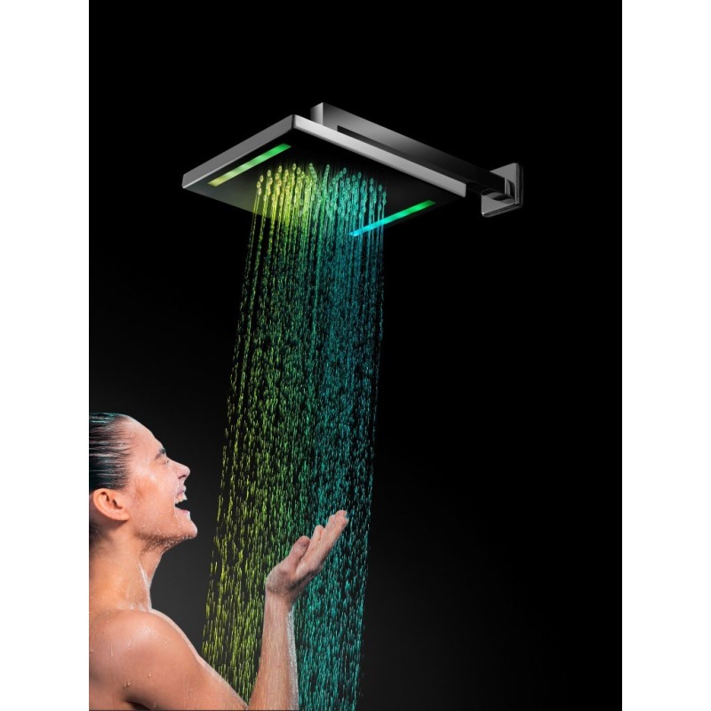 BAGNO ITALIANO IRIS soffione doccia in acciaio inox a led cm. 26x26 con cromoterapia finitura inox spazzolato