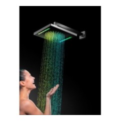 BAGNO ITALIANO IRIS soffione doccia in acciaio inox a led cm. 26x26 con cromoterapia finitura inox lucido