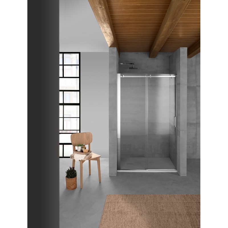 QUBO Porta doccia 149 cm finitura acciaio inox (misura 147/149 h.195)