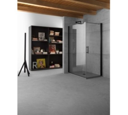 PANORAMA Box doccia Angolare fix+battente cm 120x90 finitura nero opaco (misura 88/90-118/120 h.200)