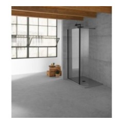PANORAMA Parete doccia fissa con volet per Box Doccia cm 68/70+30 finitura nero opaco (misura 68/70+30 h.200)