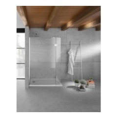 WALK-IN SG3 Parete doccia fissa + volet per Box Doccia cm 98+30 finitura acciaio inox, trasparente 8 mm (misura 98+30 h.200)