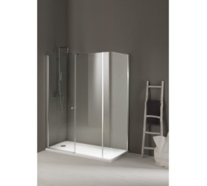 MOD1 Box doccia laterale fisso e porta battente cm 80x140 cristallo 6mm traparente cromo (78/80-138/140 h.200)