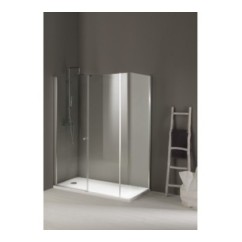 MOD1 Box doccia laterale fisso e porta battente cm 80x120 cristallo 6mm traparente cromo (78/80-118/120 h.200)