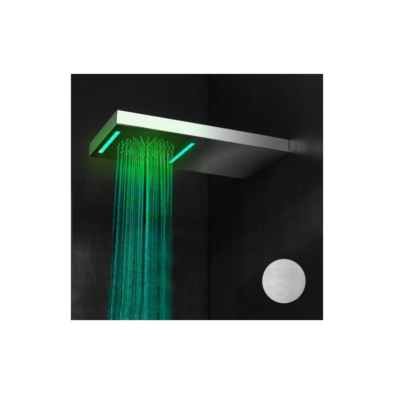 BAGNO ITALIANO IRIS WALL soffione doccia rettangolare cm. 26x52 in acciaio inox con cromoterapia finitura satinato