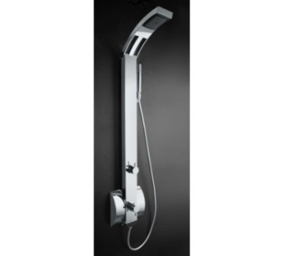 IDEA INOX pannello doccia in acciaio inox e abs con miscelatore termostatico finitura satinato