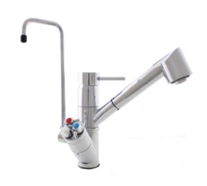 Miscelatore cucina 5 vie minimalista con doccia estraibile a due getti