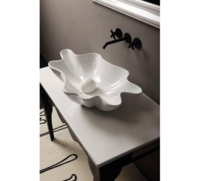 SHELL lavabo d'appoggio finitura bianco lucido
