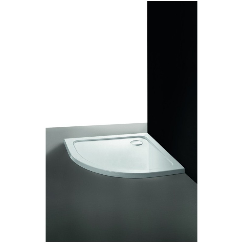 LOW piatto doccia acrilico angolare semicircolare 80x80 con piletta finitura bianco altezza 4cm