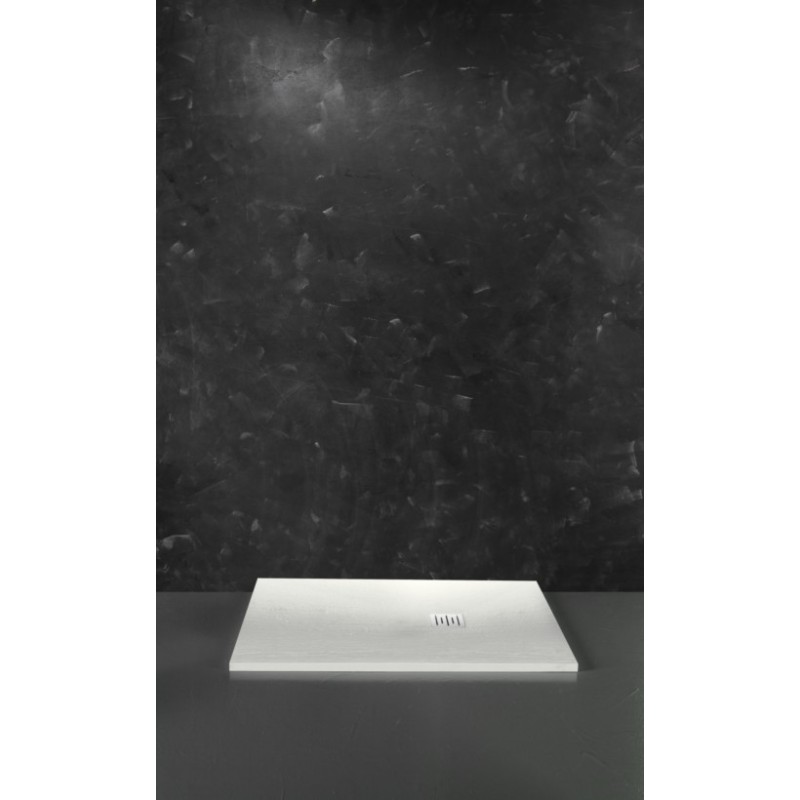 ARDESIA piatto doccia marmoresina rettangolare 100x70 con piletta finitura bianco altezza 3cm