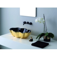 SEASTAR lavabo d'appoggio finitura black&gold