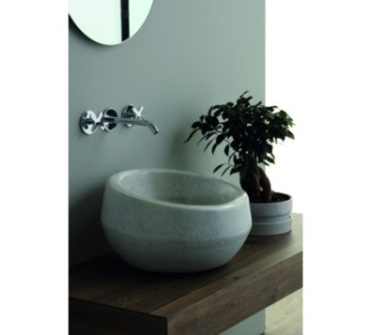 THABO lavabo d'appoggio finitura pitone bianco
