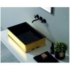 CHARME lavabo d'appoggio finitura black&gold