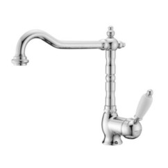 Miscelatore cucina con canna stile tradizionale finitura nichel spazzolato