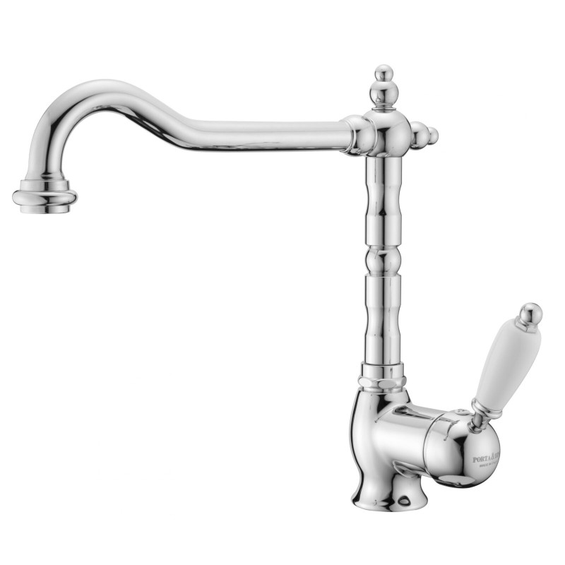 Miscelatore cucina con canna stile tradizionale finitura nichel spazzolato