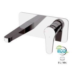 OMEGA ECO Miscelatore monocomando a incasso per lavabo, con piastra rettangolare finitura cromo