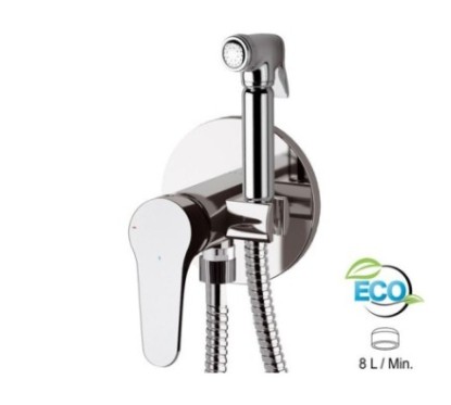 OMEGA ECO Miscelatore incasso per shut-off con doccetta shut-off, supporto doccia, presa acqua finitura cromo