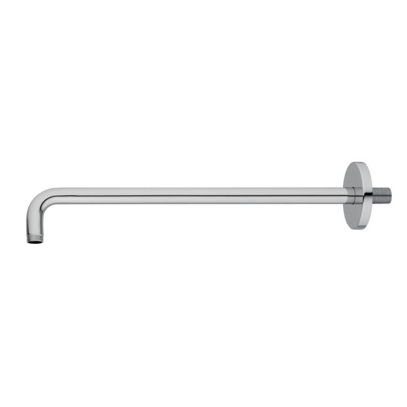 Braccio doccia tondo curvo 350 mm in acciaio inox spazzolato