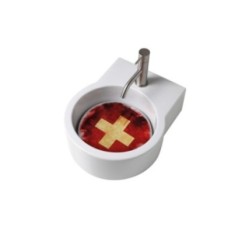 TURN lavabo d'appoggio finitura bianco lucido + piastra Svizzera