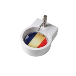 TURN lavabo d'appoggio finitura bianco lucido + piastra Francia