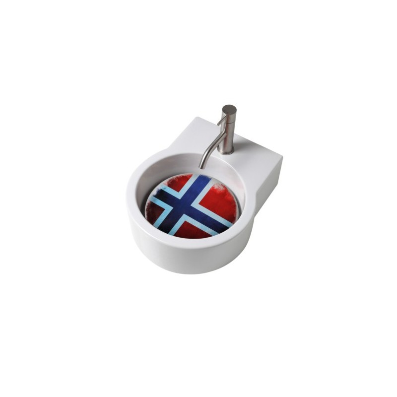 TURN lavabo d'appoggio finitura bianco lucido + piastra Norvegia