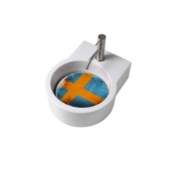TURN lavabo d'appoggio finitura bianco lucido + piastra Svezia