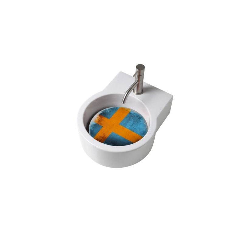 TURN lavabo d'appoggio finitura bianco lucido + piastra Svezia