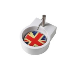 TURN lavabo d'appoggio finitura bianco lucido + piastra Stati Uniti D'America
