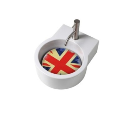 TURN lavabo d'appoggio finitura bianco lucido + piastra Stati Uniti D'America