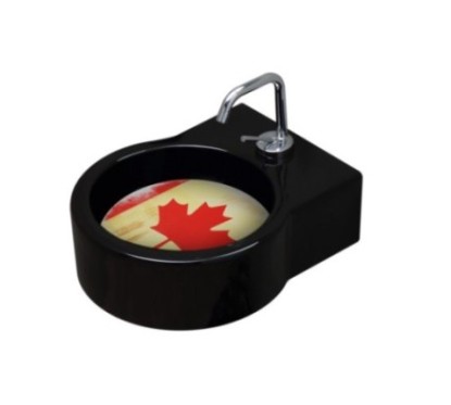TURN lavabo d'appoggio finitura nero + piastra Canada