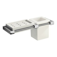 OSCAR porta sapone e bicchiere finitura vetro nero
