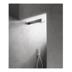Soffione a parete in acciaio inox + ABS 200x200 mm finitura bianco opaco/cromo