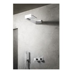 Soffione a parete in acciaio inox + ABS 200x200 mm finitura nero opaco/cromo