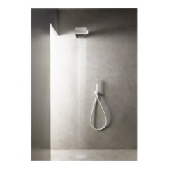 Soffione a parete in acciaio inox + ABS 200x200 mm finitura nero opaco/cromo