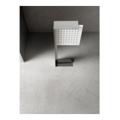 Soffione a parete in acciaio inox + ABS 200x200 mm finitura nero opaco/cromo