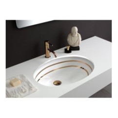 OVALE lavabo sottopiano finitura doppio filo oro
