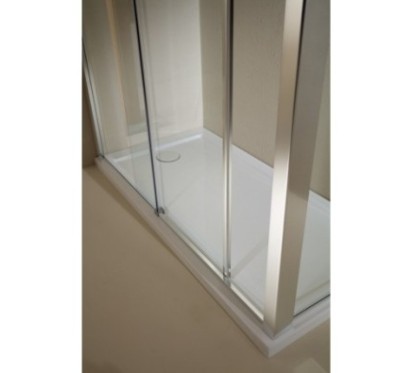 SANDERRA Porta 1 anta scorrevole + 1 anta fissa finitura argento satinato 180 cm trasparente (misura 176/180 h.195)