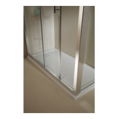 PLANAS Porta 1 anta scorrevole + 1 anta fissa finitura argento satinato 174 cm trasparente (misura 170/174 h.195)