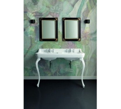 VENICE lavabo consolle doppio bacino 125 cm. + coppia gambe VENICE finitura bianco lucido