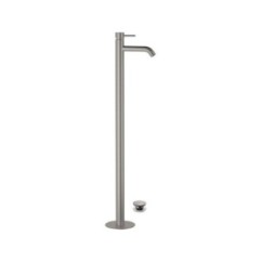 TOKYO STEEL Monocomando lavabo da pavimento in acciaio inox con scarico click-clack