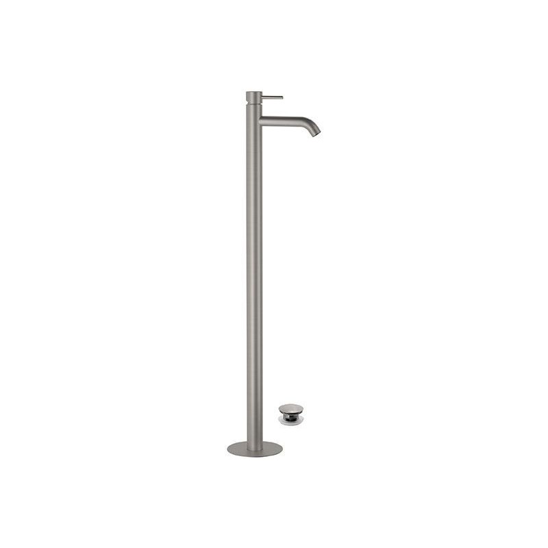 TOKYO STEEL Monocomando lavabo da pavimento in acciaio inox con scarico click-clack